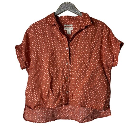 Rachel Zoe Linen Polka Dot Button Front Top - Picture 1 of 4